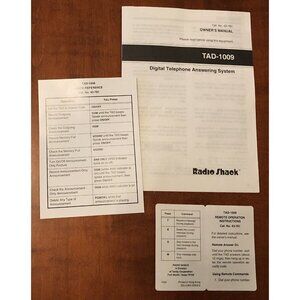 RADIO SHACK Digital Telephone Answering System TAD-1009 OWNER'S MANUAL + GUIDES